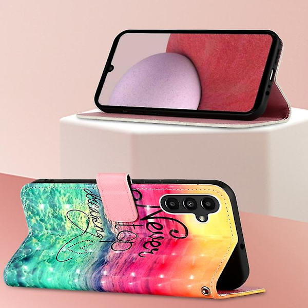 For Samsung Galaxy A05s 3D Maleri Vandret Flip Læder Mobiltelefon Etui Chasing Dreams