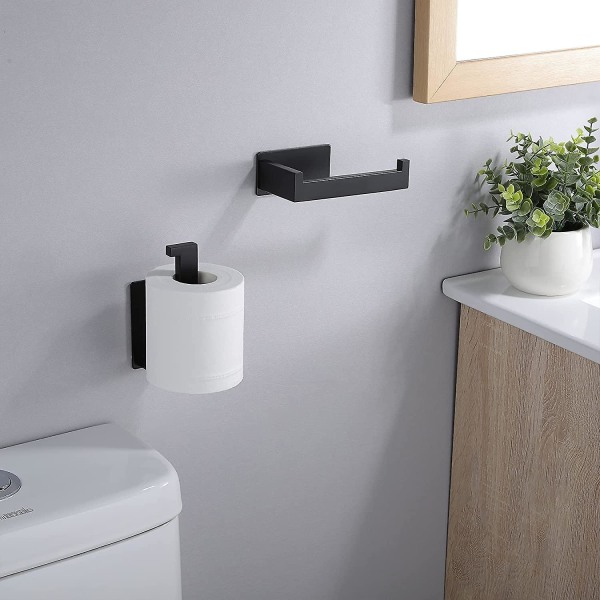 2 kpl itsekiinnittyvä wc-paperiteline, seinään kiinnitettävä wc-paperiteline, ruostumattomasta teräksestä valmistettu WC-paperiteline kylpyhuoneeseen (musta)