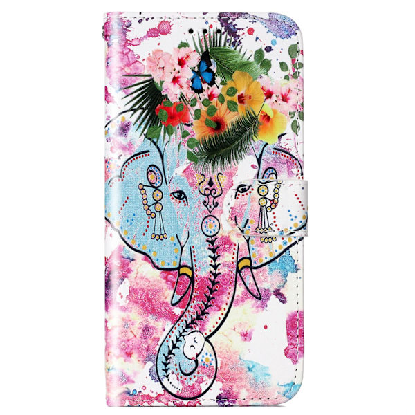 För Oppo A79 5g / A2 5g Fodral Pu Läder+tpu Mönster Tryckt Flip Stativ Telefon Skydd Flower Elephant