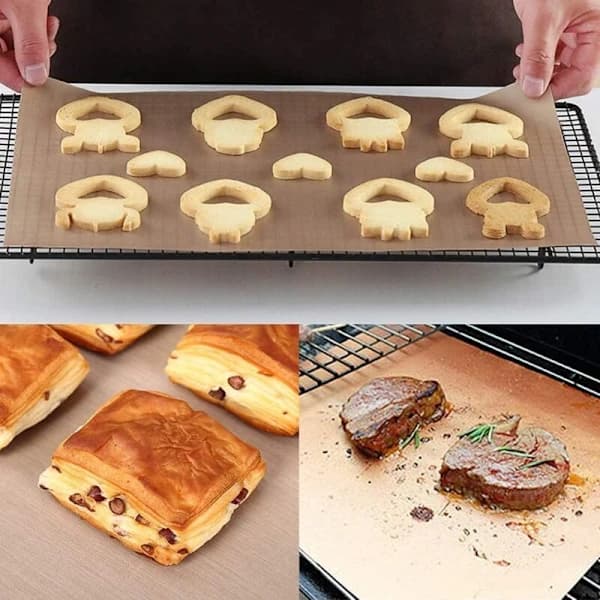 5 ark gjenbrukbart Teflon bakepapir, egnet for non-stick trykkokere, 40 x 60 cm.