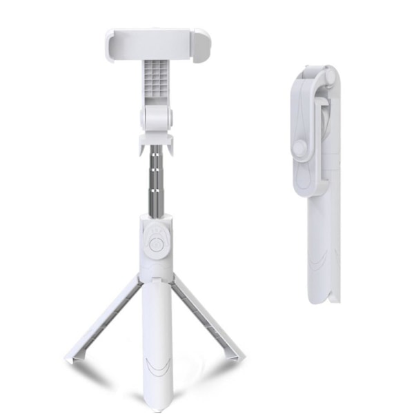 Mimigo Tripod Selfie-keppi Vaakasuora Ja Pysty Teline Bluetooth Selfie-keppi Ruostumaton Teräs Kulma Säädettävissä Kädet Vapaat White