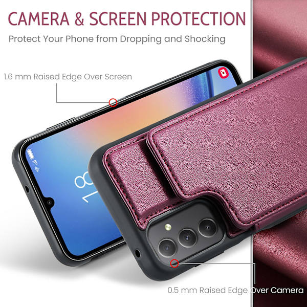 CASEME C22 -sarja Samsung Galaxy A34 5G -kotelolle Kiiltävä RFID-esto nahkapuhelinkotelo Red