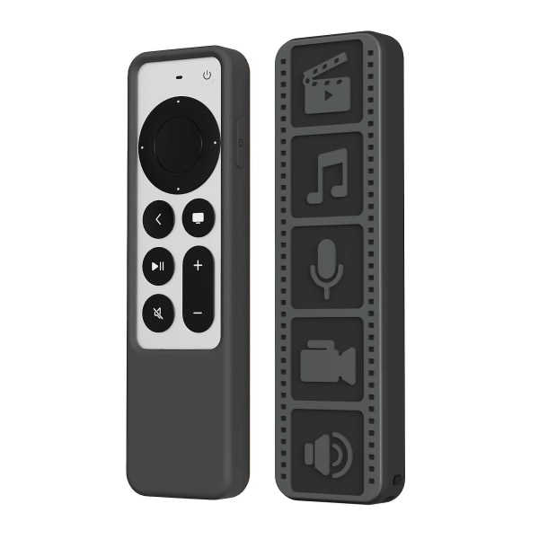 Remote Control Cover Silicone Shockproof Remote Protective Case For Apple Tv 4k Black