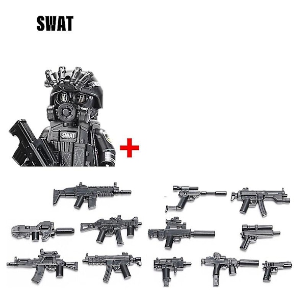 Militära byggklossar Soldatfigurer Gåvor Leksaker Vapen Gevär Special Force SWAT Arméväst Hjälm Explosionssäkra kläder MOC   Fingerfärdighetsspel SWAT--1PCS