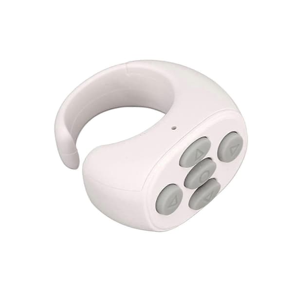 Smart Ring Controller Bluetooth 5.3 Trådlös Fjärrkontroll Sida Vändare För Tik Tok E-bok White