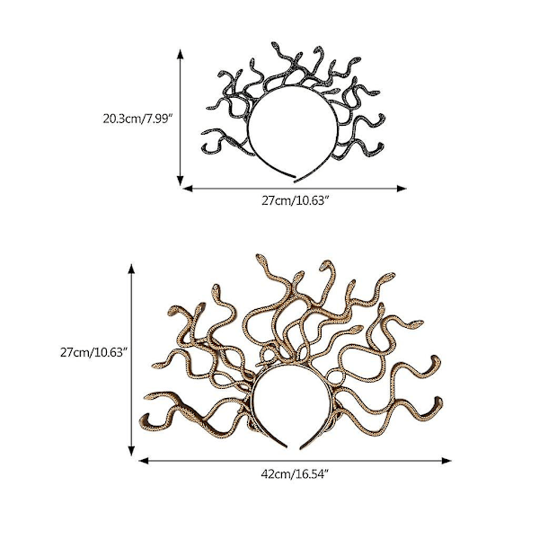 Medusa Hodebånd Medusa Cosplay Kostyme Hodebånd Hodeplagg Dress Up Hodeplagg Large Golden Medhad