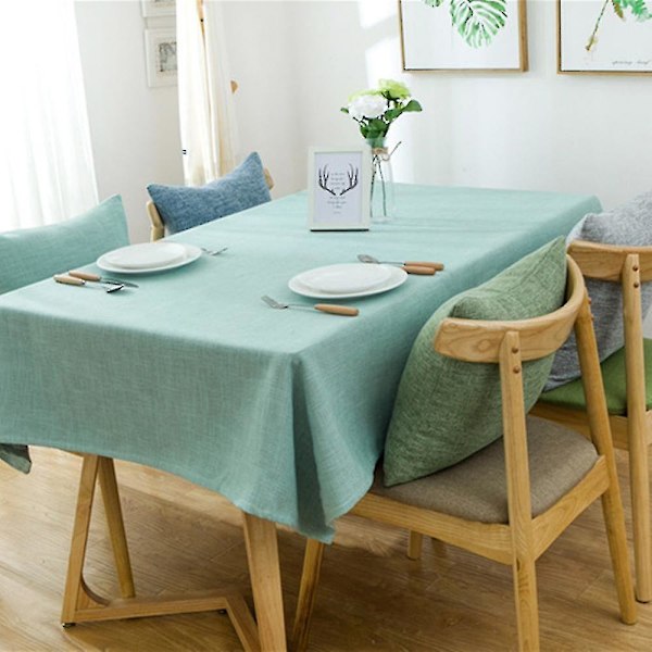 Bomullslinneduk Rektangulär Matsalsduk Överdrag Heminredning Lake Blue 90x90cm
