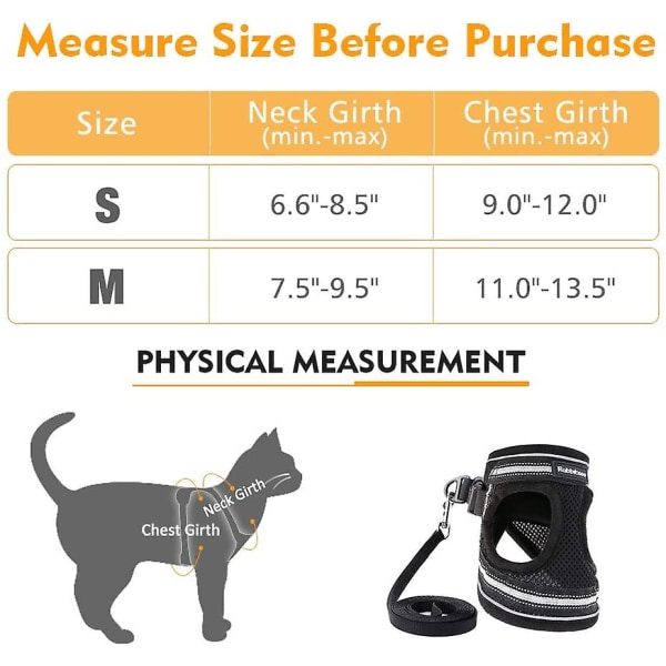 Cat Harness With Leash,breathable Kitten Harness Black Vest
