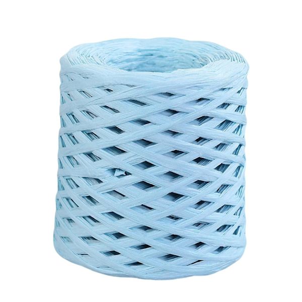 1 rulle pappersrep, återvinningsbart, gör-det-själv, genomskinlig textur, handgjord, inslagning, raffiahalm för festival Light blue