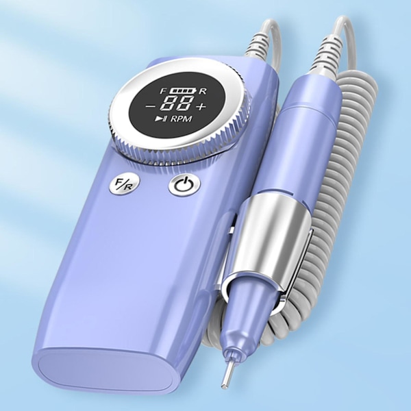 Elektrisk Neglefil Neglesliber Professionel LCD Display 36W 45000 RPM Manicure Pedicure Værktøj Nemt at Bruge Lav Støj 5000mAh USB Genopladelig violet