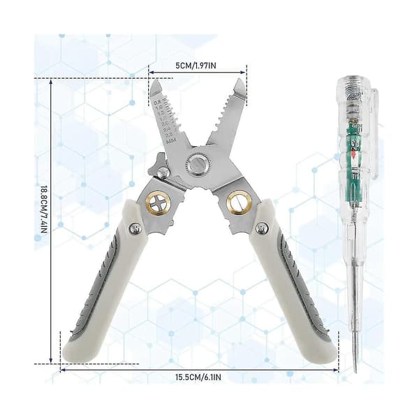 Multifunksjons Wire Tang, 6-i-1 Wire Stripper, Wire Splitting Tang Med Elektrisk Test