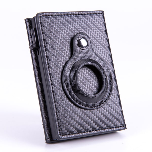 Automatic pop-up Airtag positioning tracker card holder, RFID anti-theft aluminum alloy card holder carbon fiber