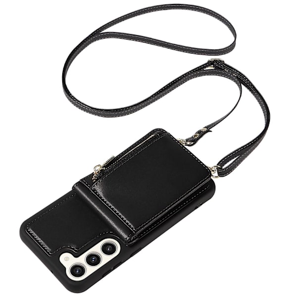 Samsung Galaxy S24 -kotelo PU+TPU RFID-estolla varustettu puhelinkotelo lompakolla ja jalustalla Black