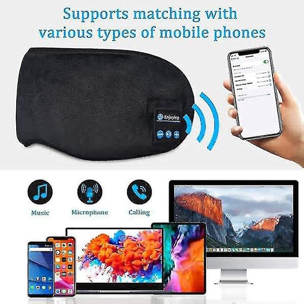 Bluetooth-hörlurar Mask Ögonhuvudband Sov Trådlöst Sovmusik Sport Mjuk