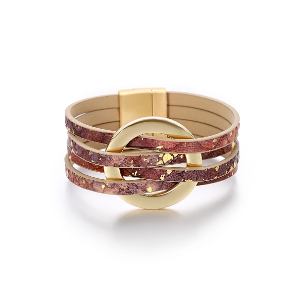 Læderarmbånd til kvinder 2022 Mode Armbånd & Armringe Elegant Multilayer Bredt Wrap Armbånd Kvindelige Smykker Gave Light brown