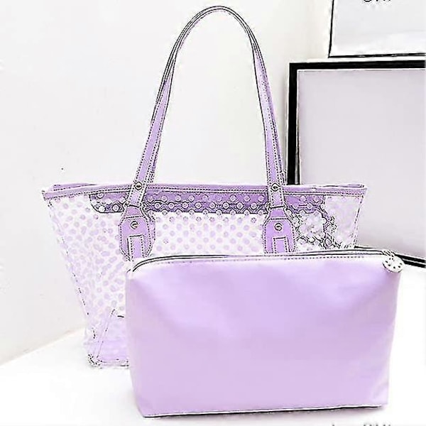 Klar Transparent Tote Axelremsväska Strand Allround Handväska Flicka Pink