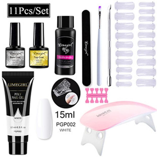 11-delars Poly Extension Nagelgel-kit Allt för Manikyr Set Snabbbyggande Gel Polish