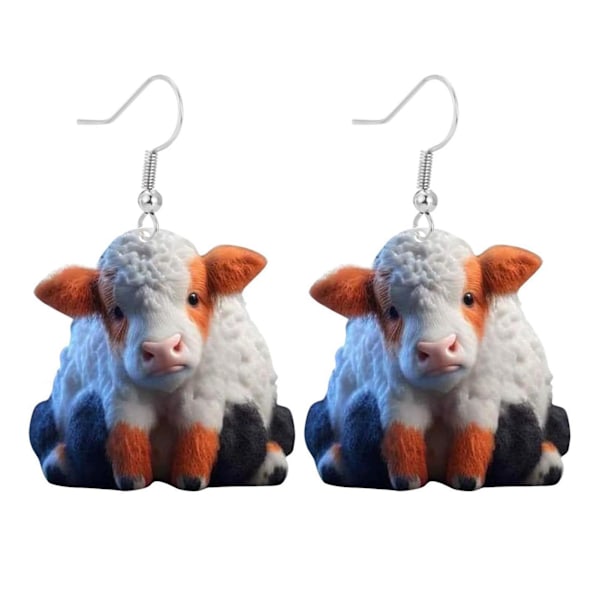 1 Pair Highland Cow Hook Earrings Acrylic Hypoallergenic Cute Cattle Shape Women Girls Dangle Earring