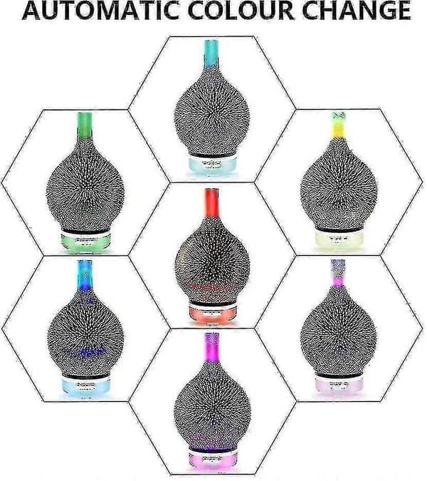 3D farvet lys glas luftfugter ultralydsspray deodoriser diffusor negativ ion aromaterapi maskine