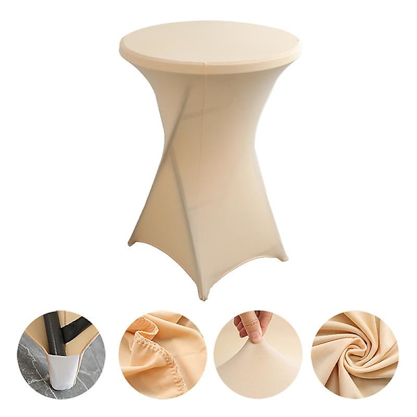 Cocktail Rund Spandex Bordduk, 32''x43'' Cocktail Fyrkantiga Hörn Passande Hög Topp Stretch Bordduk för Runda Bord eller Bröllopsfest Bankett Bi champagne