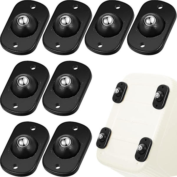 8 stk Selvklebende Hjul 360 Graders Rotasjon Rustfritt Stål Mini Svinghjul for Oppbevaringsboks Møbler Black