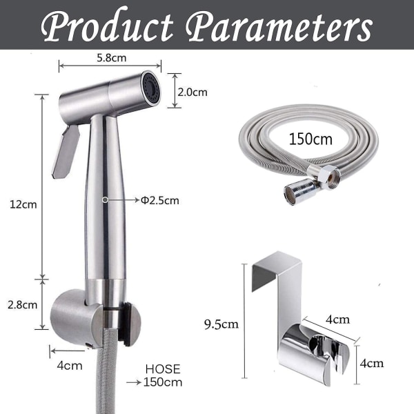 Toilet Bidet Sprayer And Stainless Steel Toilet Bidet Sprayer Bidet Sprayer Kit Easy To Install With 1.5m Spring Shower Hose And Hook