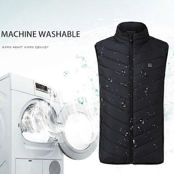 Lett Smart Oppvarmet Vest Termisk Oppvarmet Vest med 9 Oppvarmede Soner for Vinter (Ingen Powerbank)