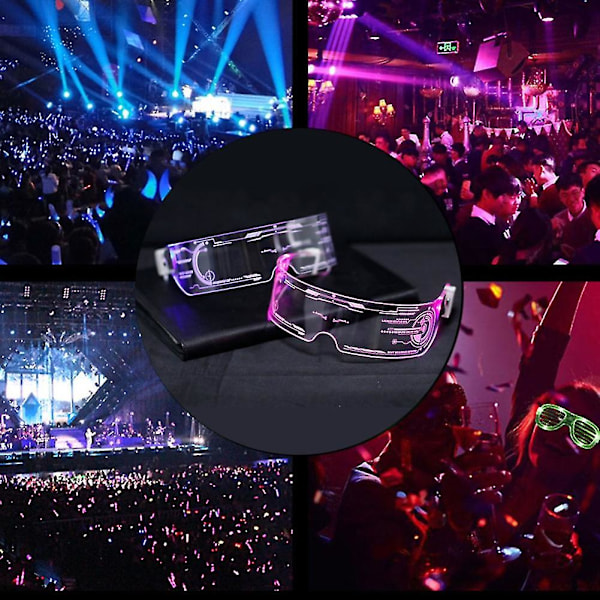 1/2/4stk Lysende Fargebriller Led Briller El Wire Neon Lys Visir multicoloured light
