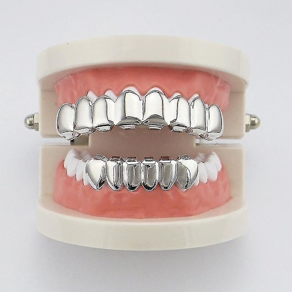 Övre/Nedre Eller Nytt Set Hip Hop Tandgrillz Set Tandgrill Smycken 1st Silver lower teeth