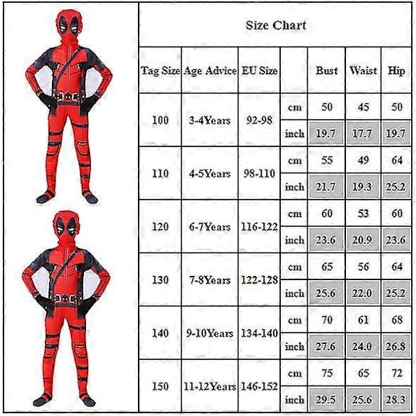 Deadpool Super Sankari Puvustuspuku Poikien Halloween-Asun 110cm