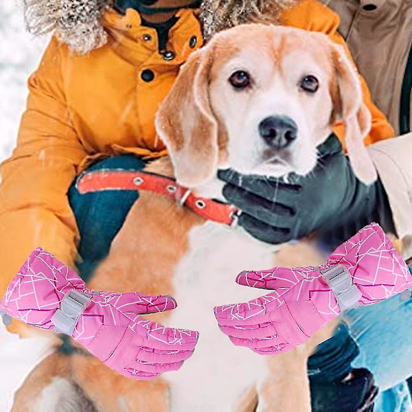Vattentäta Isolerade Skidhandskar, Snöhandskar för Snowboard, Vinterskidhandskar Pink