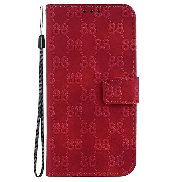 Mobiltelefonskal i läder med dubbla 8-formade präglingar för Samsung Galaxy S23 5g Red