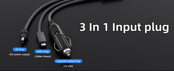 Velegnet til 3 i 1 biloplader DC strømkabel til cigarettænder USB tre i 1 strømforsyning Three-in-one power cable [3m]
