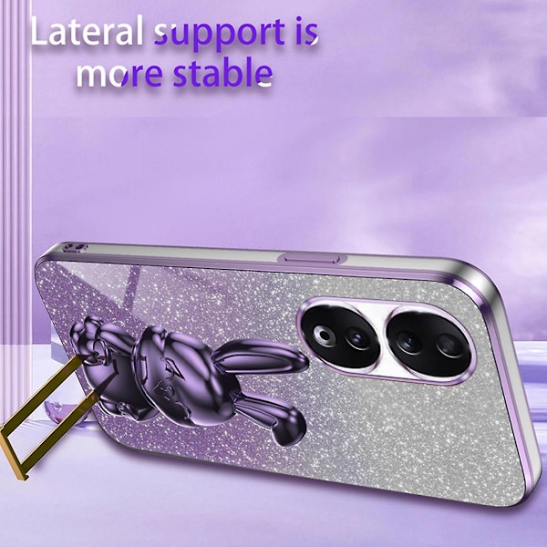 For Honor 90 Kickstand Fodral Söt Kanin Skyddande Telefonfodral Purple