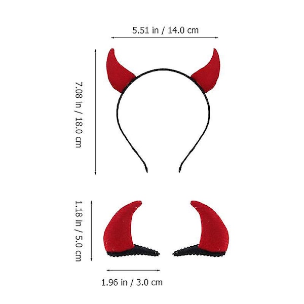 6pcs Devil Horn Headbands And Hair Clips Halloween Headwear For Women Girls