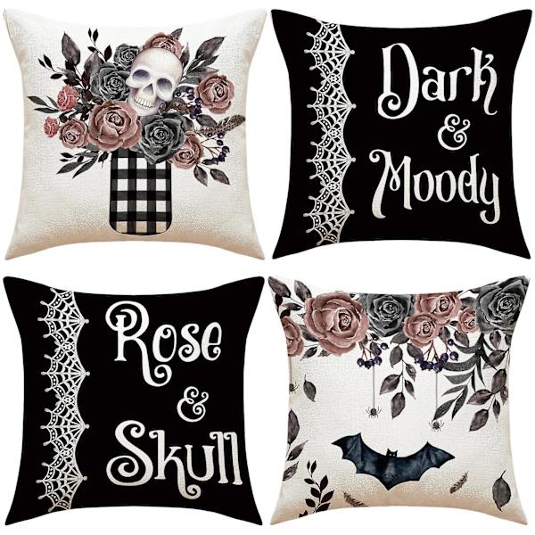 Halloween Dekoration 4 stk. Halloween Print Pudebetræk Linned Sofa Pudebetræk Hjem Indretning Pudebetræk Familie Pudebetræk