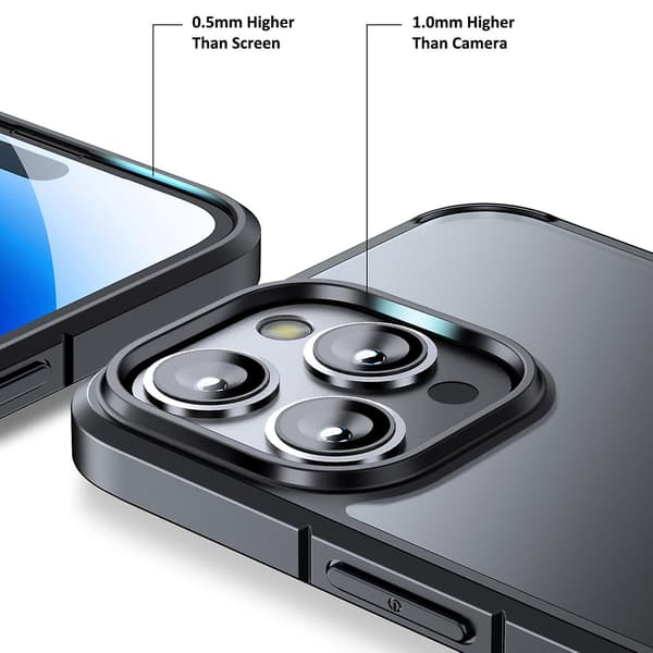 For Iphone 15 Pro Matte Series Fall Protection Pc+tpu Phone Case Cellphone Back Protector Cover Black