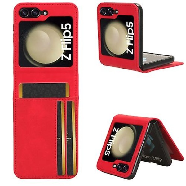 Samsung Galaxy Z Flip5 5g Skin-følelse Halvdelt Eksternt Kort Slot Foldbar Mobiltelefon Etui Red