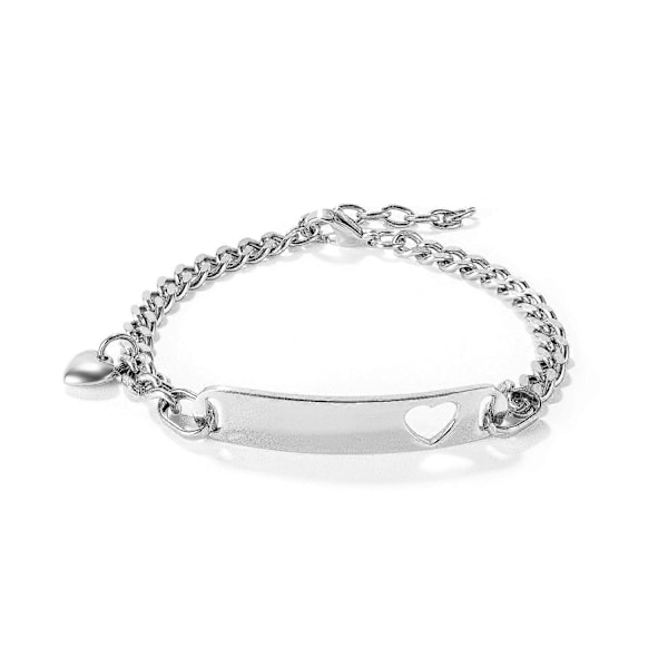 Rustfrit stål armbånd med indgraveret hult hjerte, rustfrit stål armbånd til kvinder silver