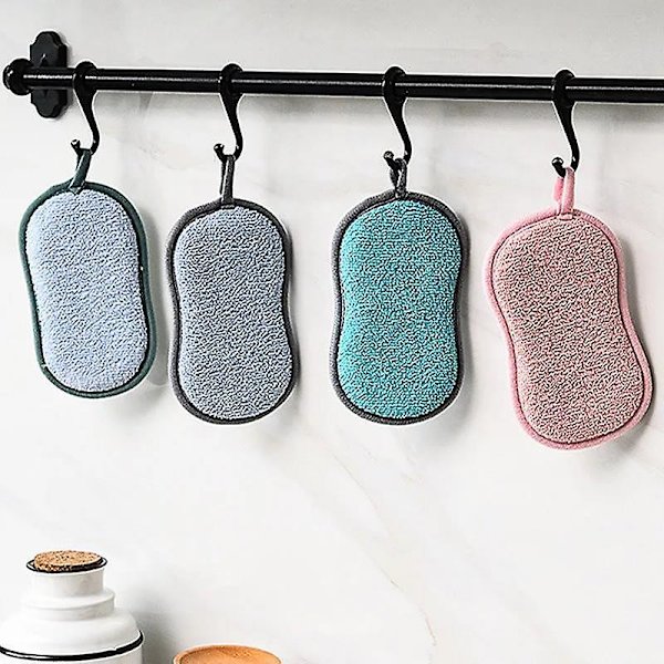 Paket med Tvättsvampar för Diskmaskin, Miljövänliga Mikrofiber Skrubbsvampar, Skrapande Antibakteriella Pads för Rengöring av Bestick, Kastruller, Grytor, Glas, etc