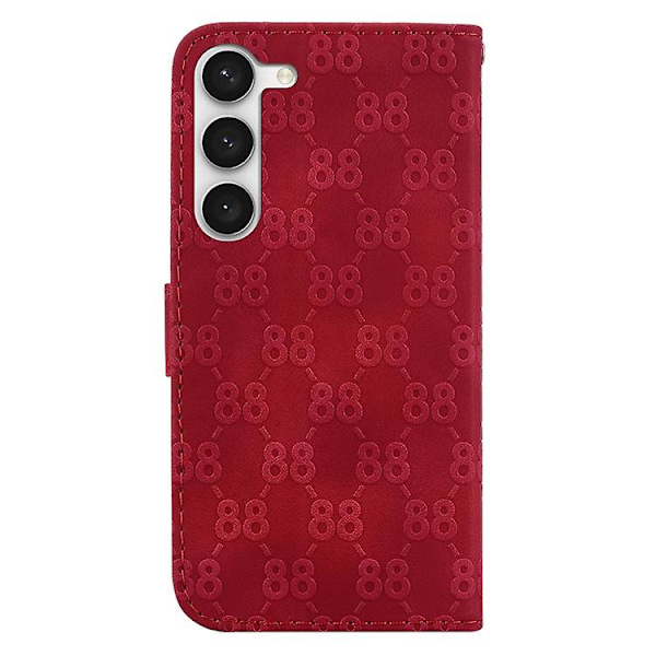 Mobiltelefonskal i läder med dubbla 8-formade präglingar för Samsung Galaxy S23 5g Red