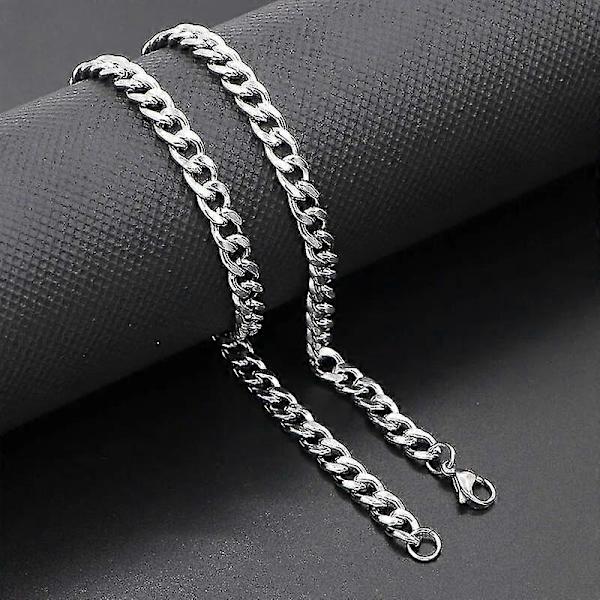 Kvindernes Mænds Halskæde Rustfrit Stål Curb Cuban Link NK Kæde Sølvfarvet Basic Punk Mand Choker Smykker Gave-40cm Længde-NK 6MM-Produktkode 34081