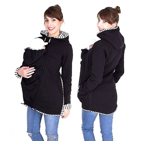 Maternity Winter Jacket Pregnant Women Hoodies Long Sleeve Carrying Newborn Maternity Outfits Casual Hooded Pregnant Sweatshirts black XXL