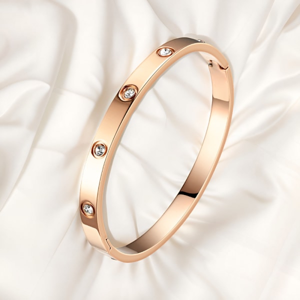 Enkla Manschettarmband För Kvinnor Rostfritt Stål Berlock 2023 Mode Smyckestillbehör Rose gold