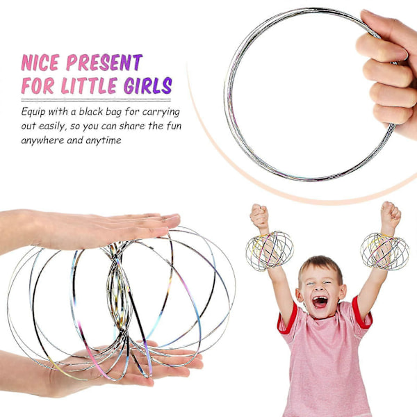 Flow Rings Leksaker 3D Arm Fjäder Magisk Flow Ring Rostfritt Stål Multi Sensorisk Pedagogisk Och Interaktiv Fjäderleksak