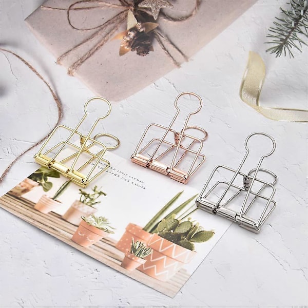 Ekstra store papirclips, hule, lange clips 3,2 cm, flere farver, store papirklemmer til kontorartikler (10 stk.) (D-V2) rose gold