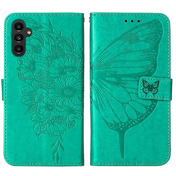 Mobiltelefonskal i präglad fjärilsläder för Samsung Galaxy A25 5g / A24 Green