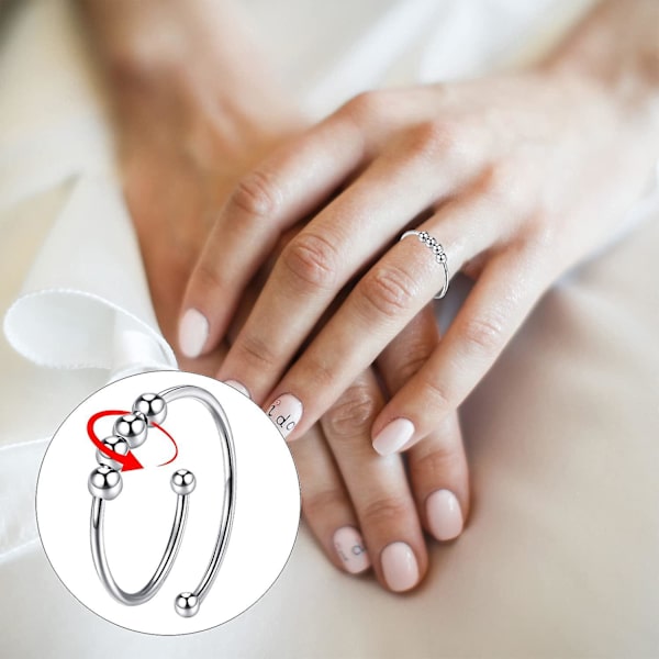 6 stk. Anti-angst Fidget Ring til kvinder, åben justerbar ring, bi daisy ringe sæt til kvinder piger stress relief