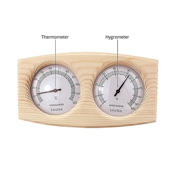 2 i 1 Basturum Trä Termometer Hygrometer Ånga Temperatur Fuktighet Mätare