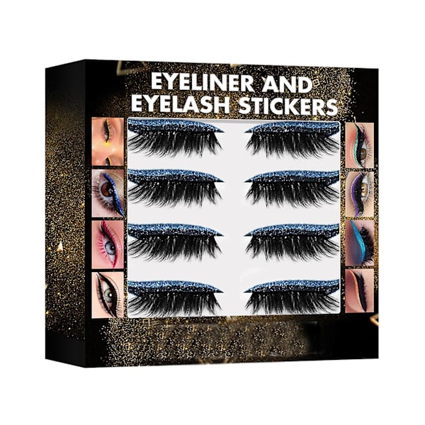 Färgglada eyeliner-ögonfransdekaler, självhäftande falska ögonfransar, konstgjorda förlängningsögonfransar blue